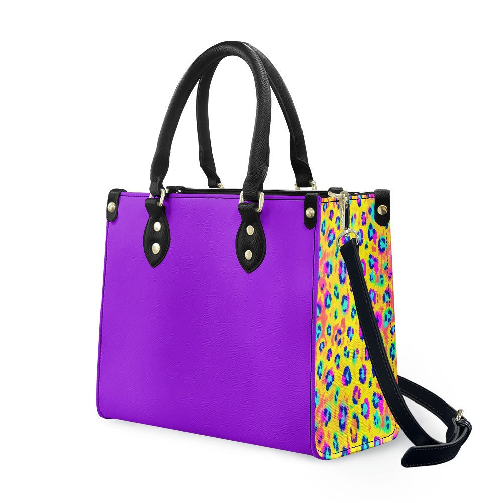 Colorful Leopard cheetah print Women's PU leather twill handbag