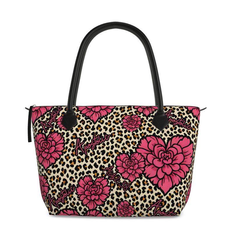 Love Bag Hearts Floral Cheetah Acts 2 Full Grain Nappa Leather Handbag