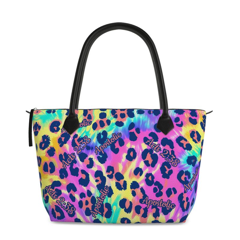 Tie Dye Acts 2:38 Full Grain Nappa Leather Zip Handbag