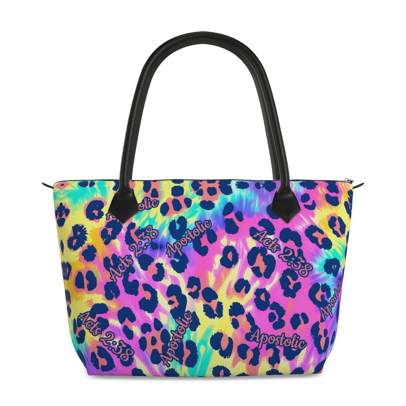 Tie Dye Acts 2:38 Full Grain Nappa Leather Zip Handbag