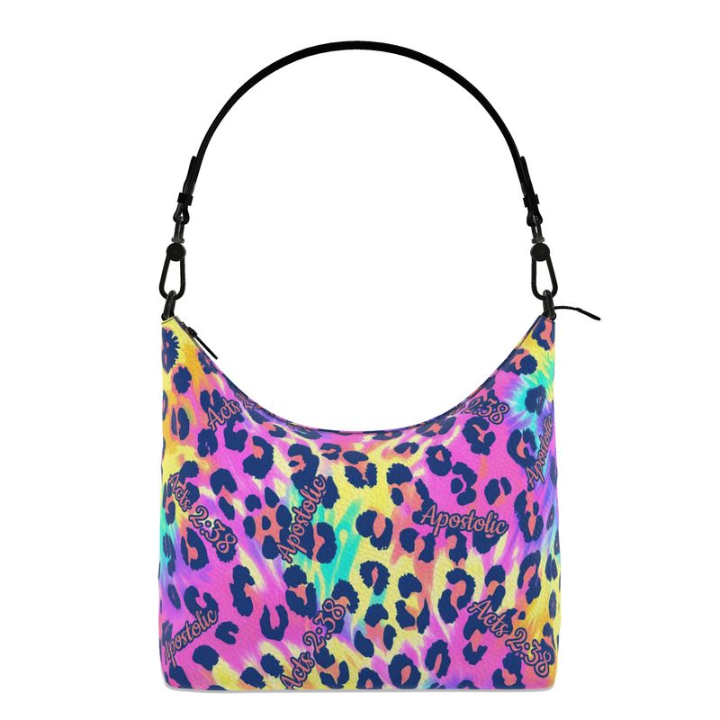 Leopard tie dye Print Hobo Bag full grain nappa leather