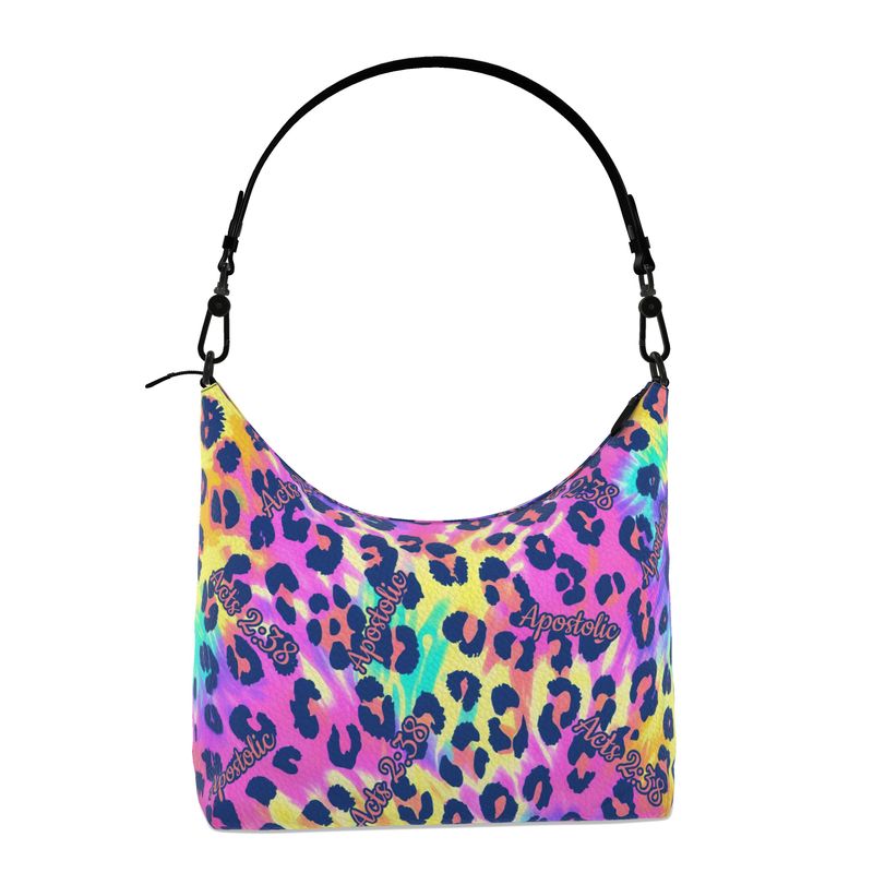 Leopard tie dye Print Hobo Bag full grain nappa leather