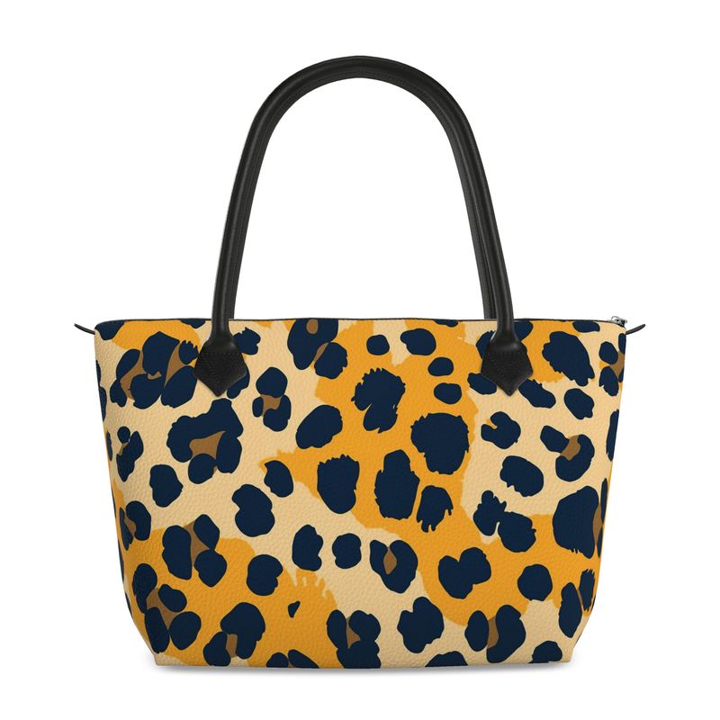 Cheetah Print Full Grain Nappa Leather Zip Handbag