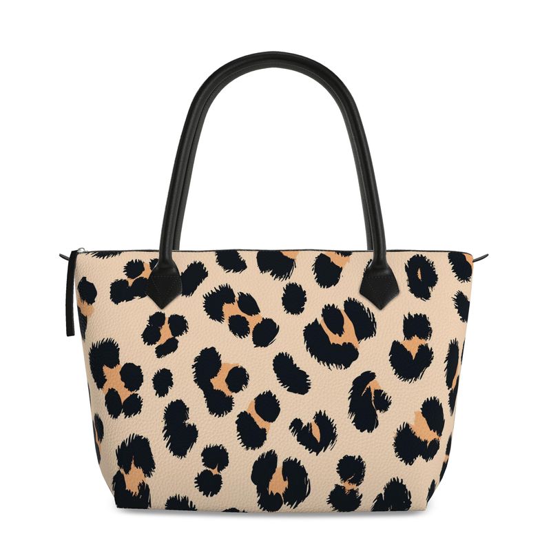 Cheetah Print Full Grain Nappa Leather Zip Handbag