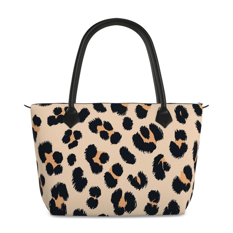 Cheetah Print Full Grain Nappa Leather Zip Handbag