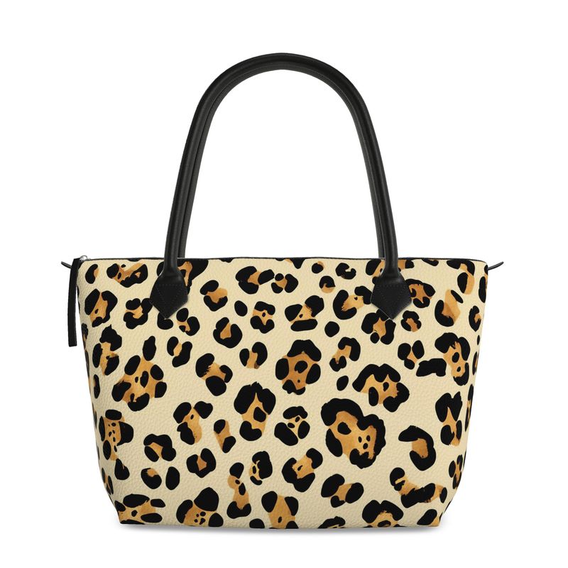 Cheetah Leopard Print Full Grain Nappa Leather Zipper Bag