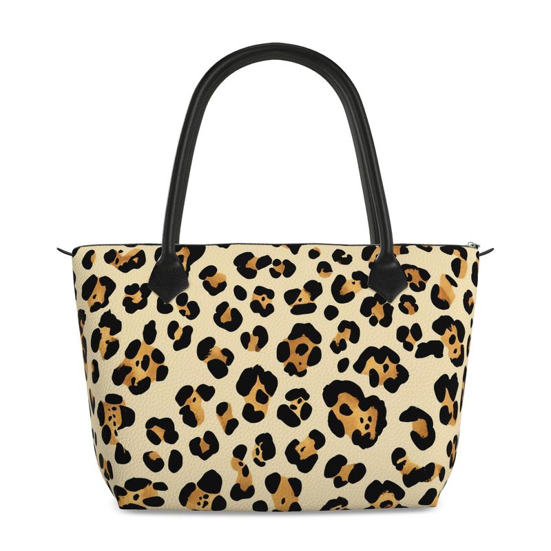 Cheetah Leopard Print Full Grain Nappa Leather Zipper Bag