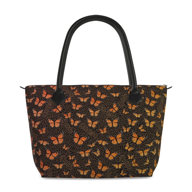 Butterflies Cheetah Print Acts 2:38 Full Grain Nappa Leather Zip Bag