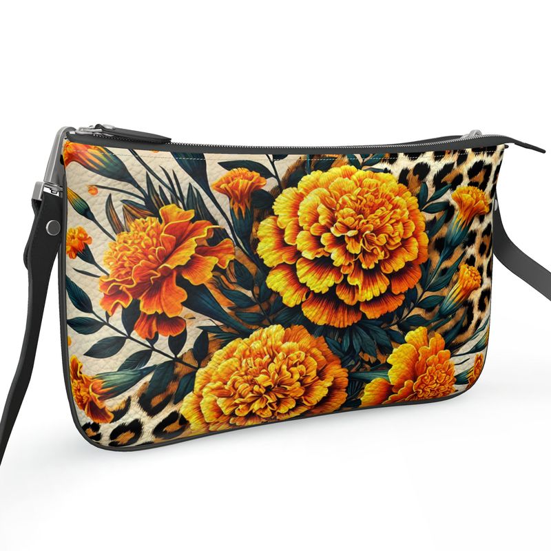 Marigolds Pochette Double Zipper Bag Full Grain Nappa Leather