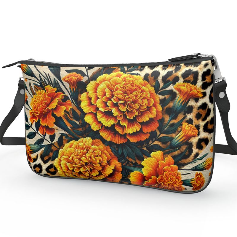 Marigolds Pochette Double Zipper Bag Full Grain Nappa Leather