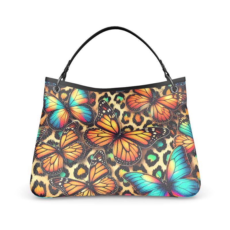 Butterflies Leopard Print Slouch Bag