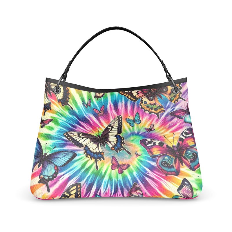 Tie Dye Butterfly Print Full Grain Nappa Leather Handbag