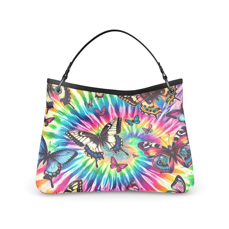 Tie Dye Butterfly Print Full Grain Nappa Leather Handbag