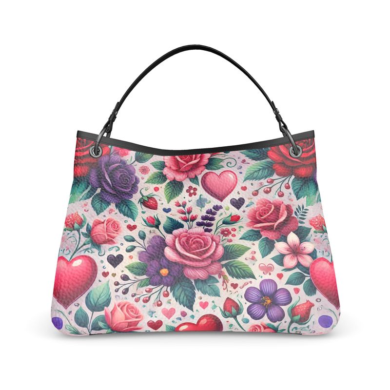 Roses Hearts Handmade Full Grain Nappa Leather Handbag