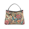 Roses Butterfly Cheetah Print Full Grain Nappa Leather Handbag