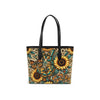 Butterflies Sunflowers Cheetah Print Full Grain Nappa Leather Tote