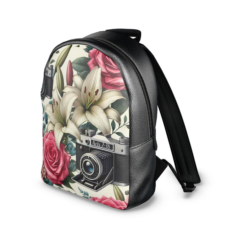 Roses Lilies and Camera Acts 2:38 Nappa Leather Backpack