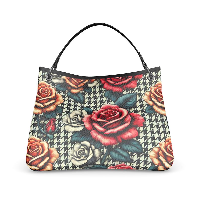 Houndstooth Roses Full Grain Nappa Leather