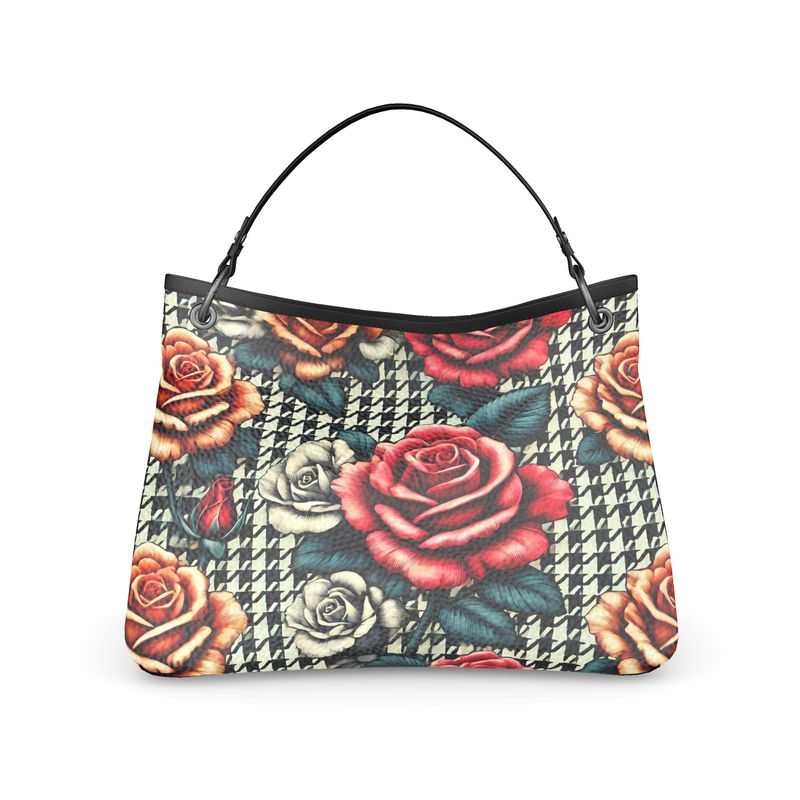 Houndstooth Roses Full Grain Nappa Leather