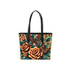 Butterflies Roses Cheetah Print Full Grain Nappa Leather Tote