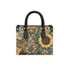 Butterflies Sunflowers Cheetah Full Grain Nappa Leather HandBag