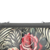 Zebra Print Roses Pleated Full Grain Nappa Leather