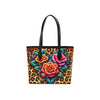 Butterflies Roses Cheetah Print Full Grain Nappa Leather Tote