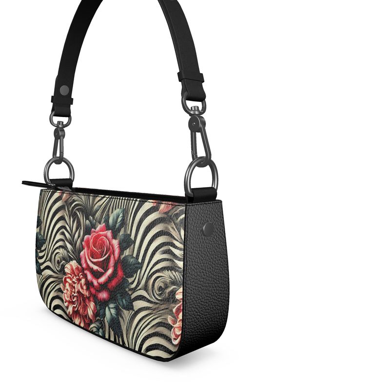 Zebra Print Roses Full Grain Nappa Leather Bag