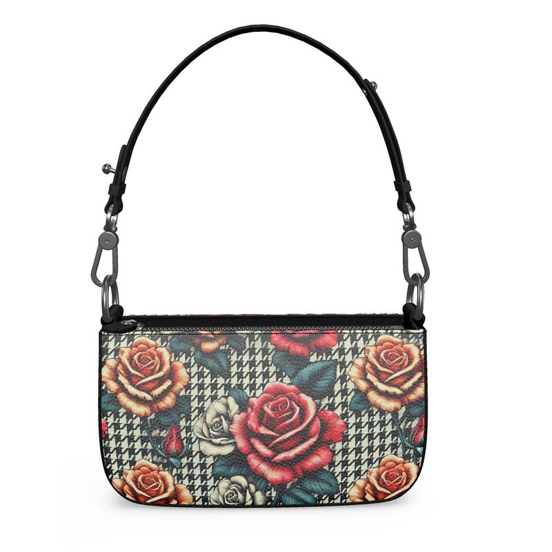 Houndstooth Roses Full Grain Nappa Leather bag