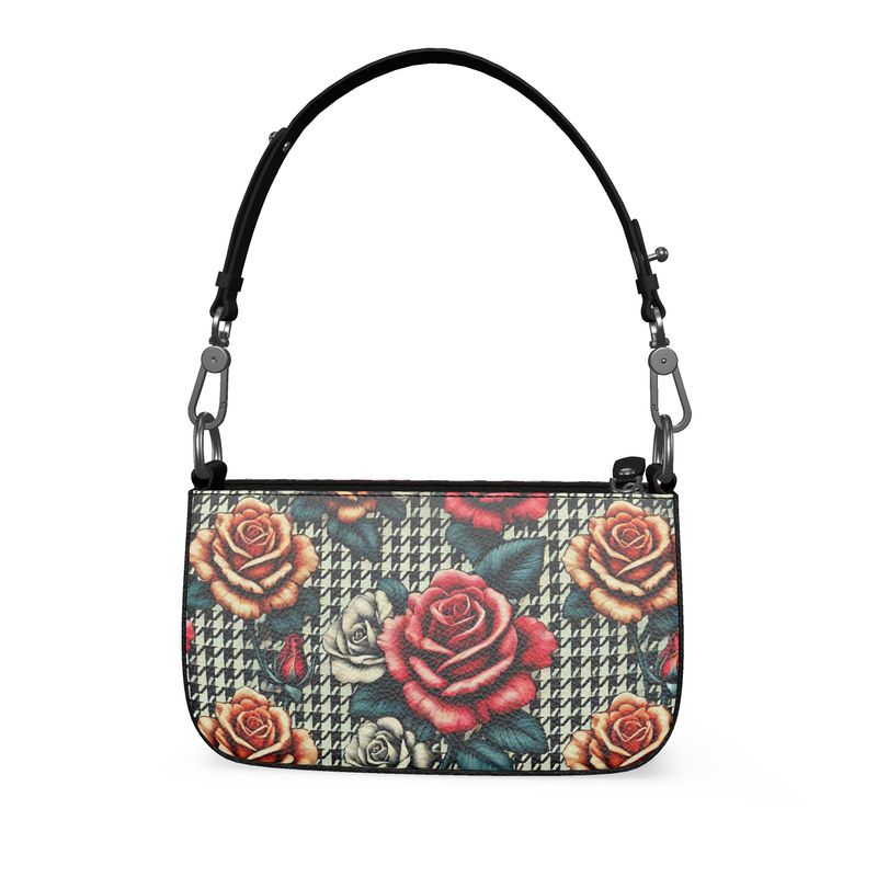 Houndstooth Roses Full Grain Nappa Leather bag