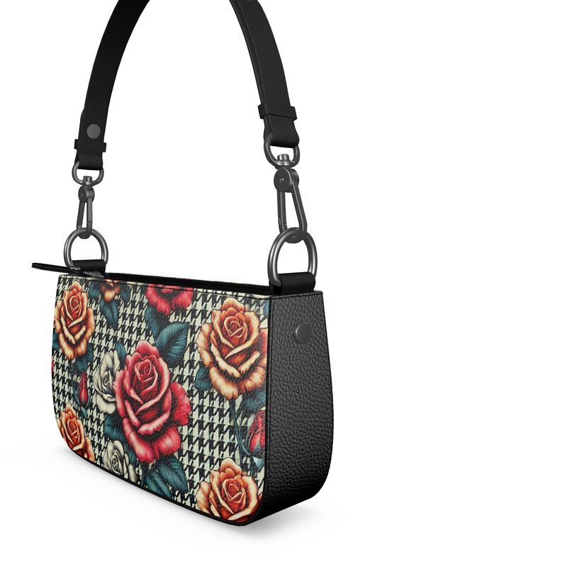 Houndstooth Roses Full Grain Nappa Leather bag