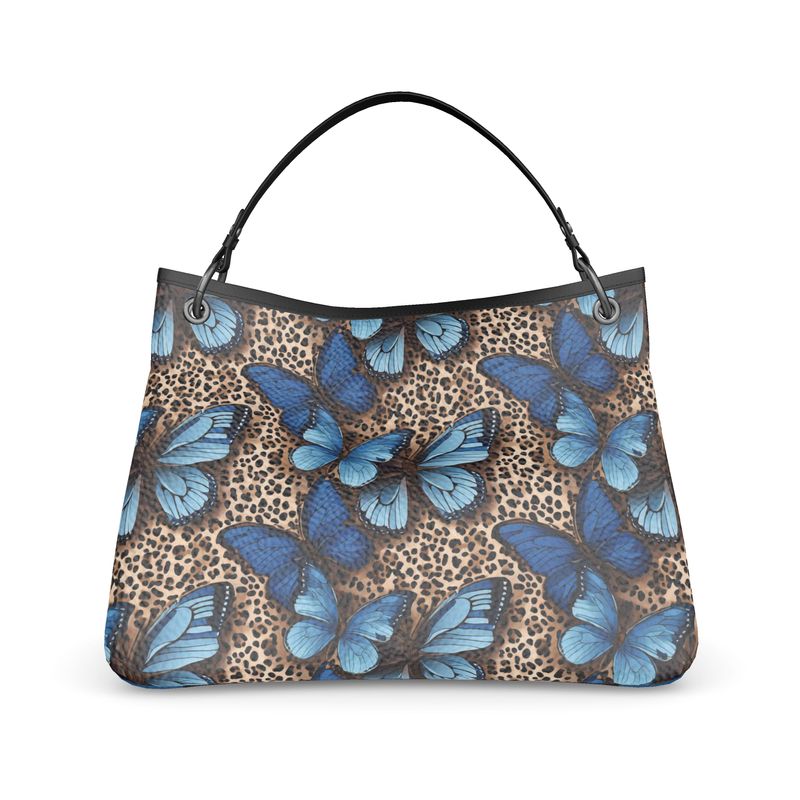 Butterflies Leopard Print Slouch Bag