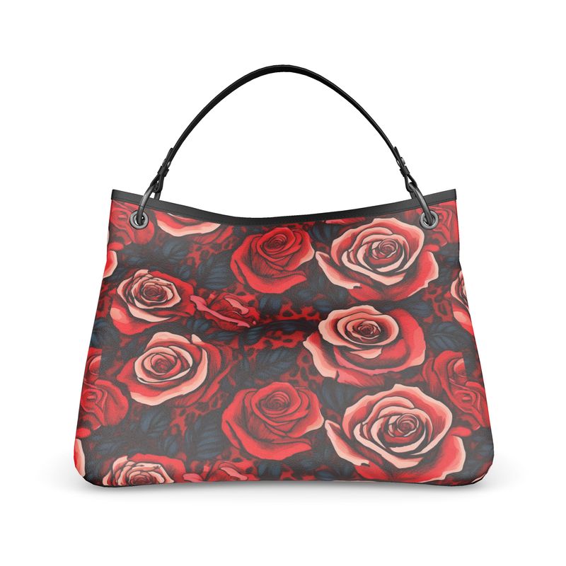 Roses and leopard print Slouch Bag