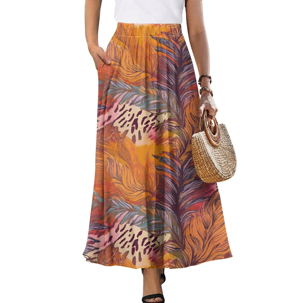 Printed Double Pocket Skirt