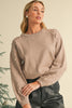 Evergreen Pearl Drop Shoulder Round Neck Sweater