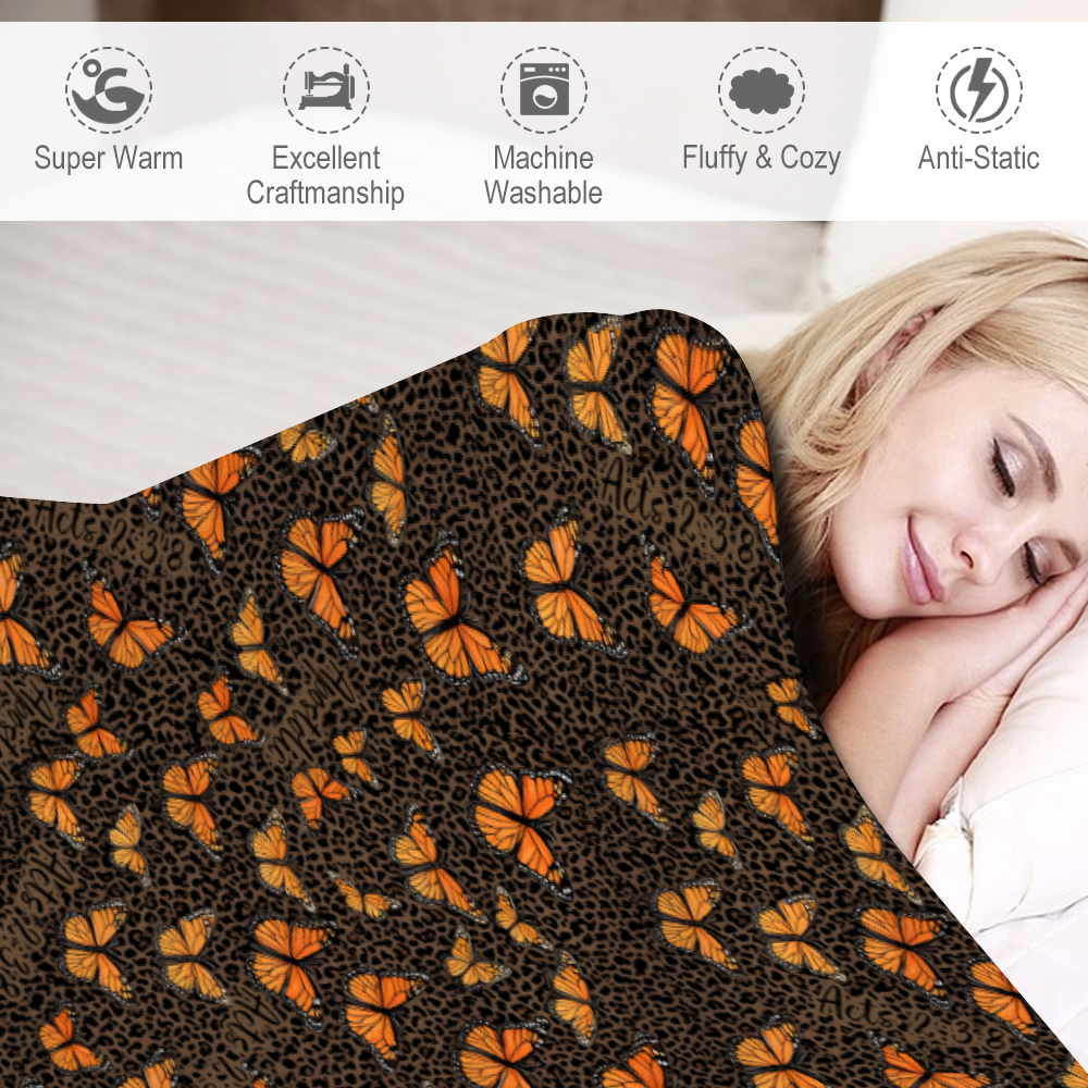 Butterfly leopard print apostolic 60" × 80" Custom Blankets Thin Flannel Blanket 1 Side Printing