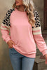 Black Leopard Print Patchwork Raglan Sleeve Sweatshirt