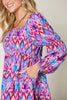 Double Take Full Size Printed Long Sleeve Dress