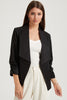 Black Solid Lapel Collar Satin Blazer