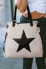 Beige Casual Five-pointed Star Canvas Tote Bag