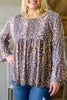 Purple Floral Print Round Neck Plus Size Tunic