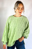 Light Green Textured Side Split Drop Shoulder Sweatshirt