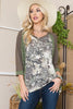 Celeste Full Size Floral Contrast Raglan Sleeve Top