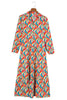 Multicolor Abstract Geometric Print Notch Neck Tiered Boho Dress