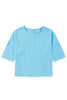 Aruba Blue Plain Crinkled Bracelet Sleeve Flowy Top