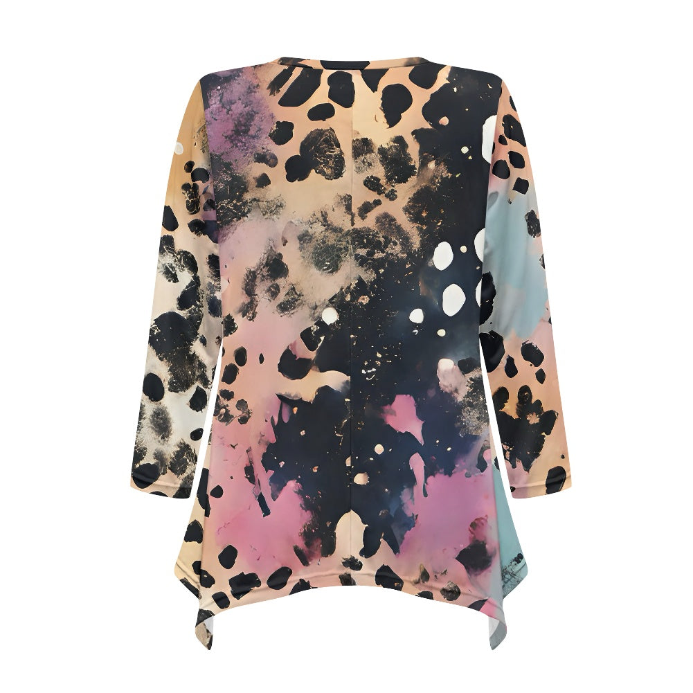 Abstract Irregular Long Sleeve Womens Tops - Stylish and Unique