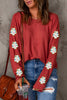 Red Christmas Tree Patch Long Sleeve Casual Top