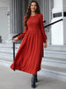 Ribbed Round Neck Long Sleeve Dress