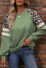 Black Leopard Print Patchwork Raglan Sleeve Sweatshirt