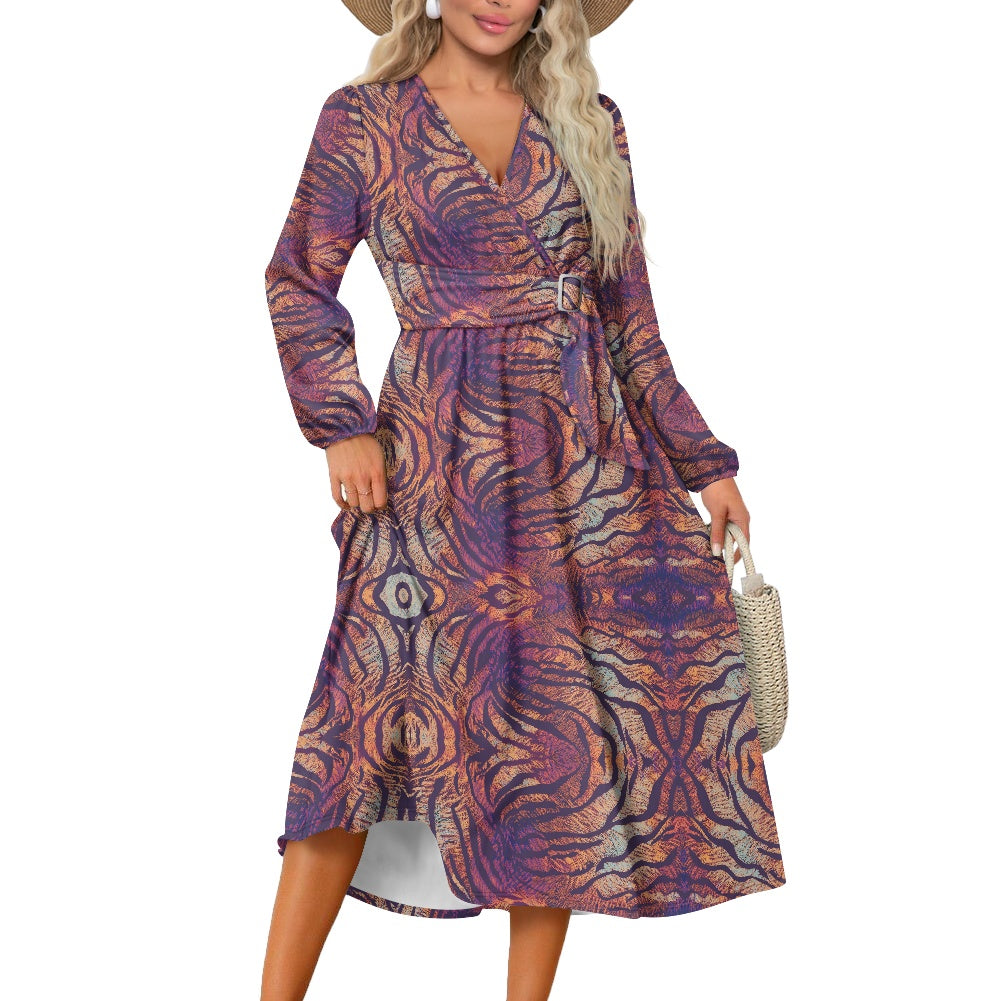 Waist Long Sleeve Tie Dress